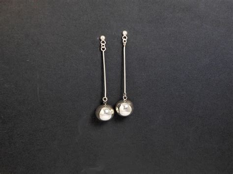 Sup Silver Long Dangle Earrings 16mm Ball Earrings Womens Jewelry