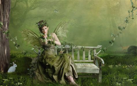 Download Green Fairy Fantasy Fairy Wallpaper