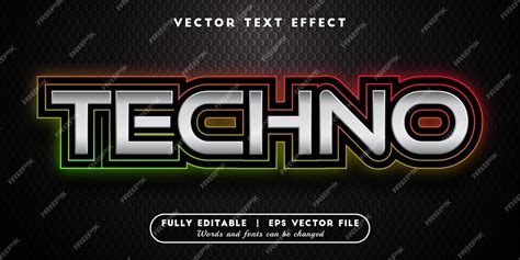 Premium Vector Techno Text Effect With Editable Text Style