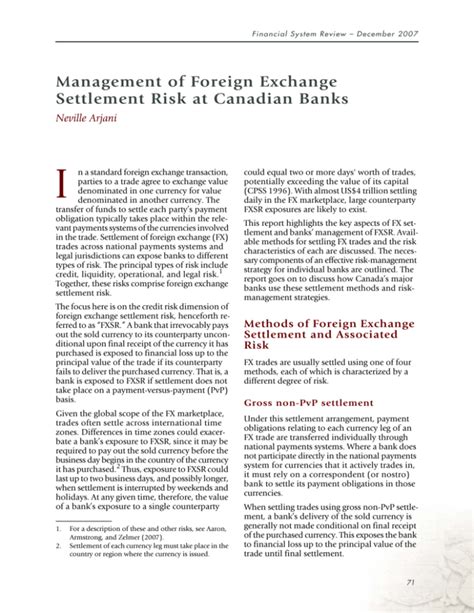 Management Of Foreign Exchange Settlement