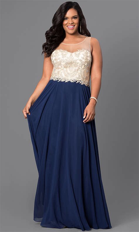 Illusion Red Plus-Size Long Prom Dress - PromGirl