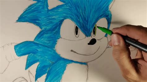 How To Draw Sonic The Hedgehog Movie Ink And Color Realistic Sonic