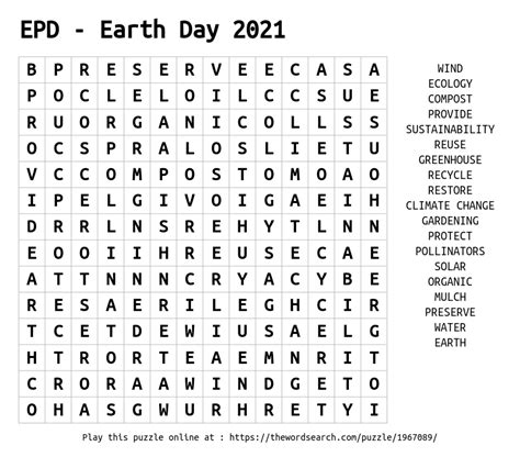 Download Word Search On Epd Earth Day 2021