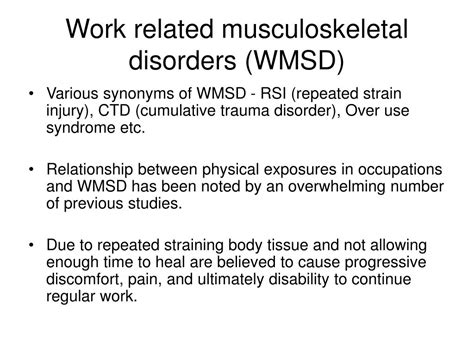 PPT Work Related Musculoskeletal Disorders PowerPoint Presentation