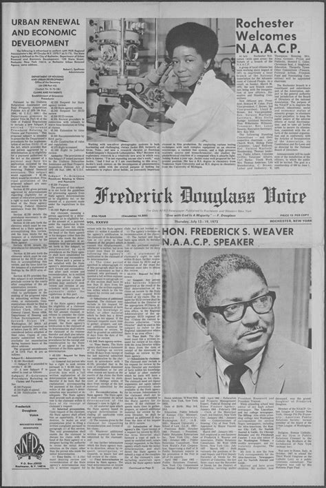 Newspaper Frederick Douglass Voice Vol 37 Rochester Voices