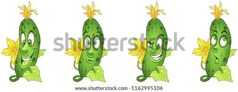 Cucumber Vegetable Food Concept Emoji Emoticon Stock Vector Royalty