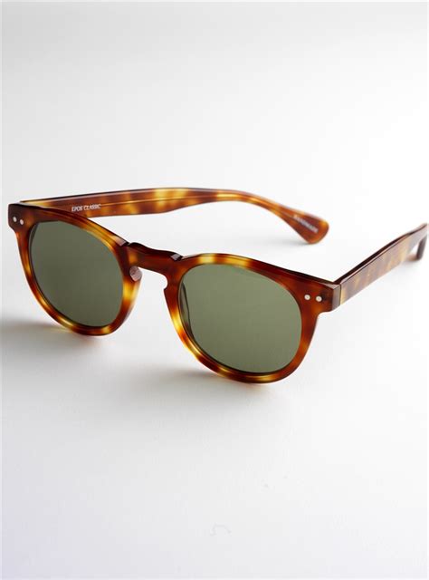 Semi Round Sunglasses In Amber With Green Lenses The Ben Silver Collection