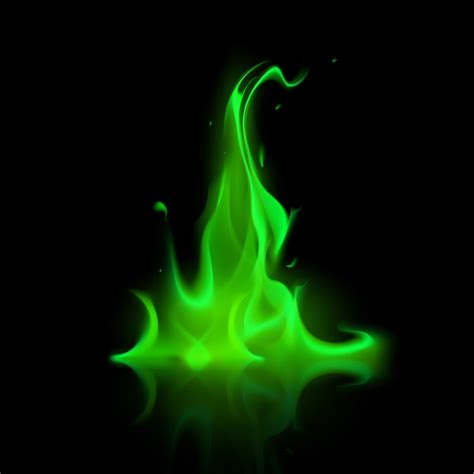 Premium Vector Green Magic Fire Flame Bonfire On Background
