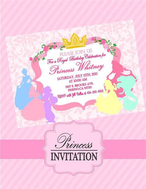 Princess Invitation Etsy Pink Princess Party Princess Party