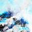 Blue Coastal Abstract Giclee Fine Art Print Embellished White 