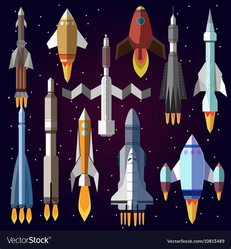 Icons Set Of Space Rockets Royalty Free Vector Image