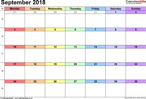 Free download september 2018 calendar printable word pdf blank template, editable september 2018 calendar printable with holidays Calendar September 2018 (UK) with Excel, Word and PDF ...