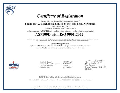 As9100 Certificate Fms Aerospace