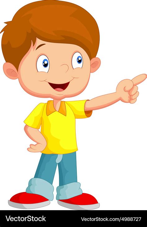 Little Boy Pointing Away Royalty Free Vector Image