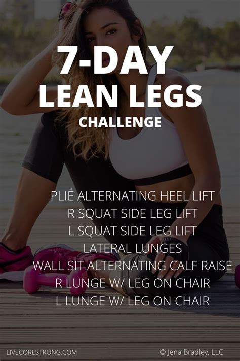 7 Day Lean Legs Workout Challenge 7 Minute Leg Workout In 2021 Leg