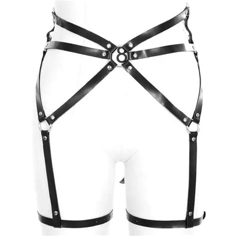 Leather Harness Bondage Garter Belt Of Women Leg Stockings Suspenders Belt Black Fashion