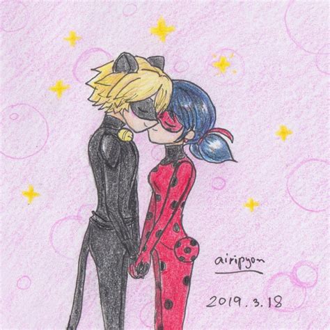 Ladybug And Cat Noir Kissing Drawings