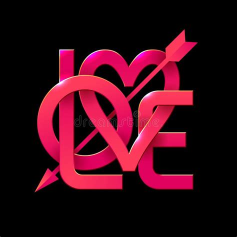 Word Love With Arrow On Black Background Vector Lettering Stock Vector