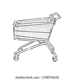 Vector Sketch Illustration Trolley Shopping Shopping Stock Vector