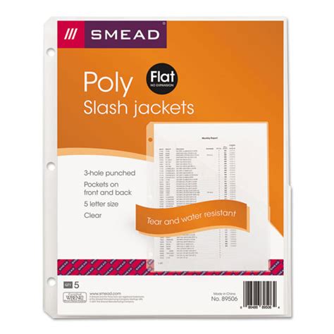 Smead Organized Up Poly Slash Jackets 2 Sections Letter Size Clear