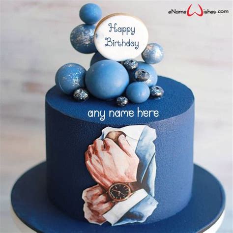 Gentleman Themed Birthday Cake With Name Editor Birthday Cake Write