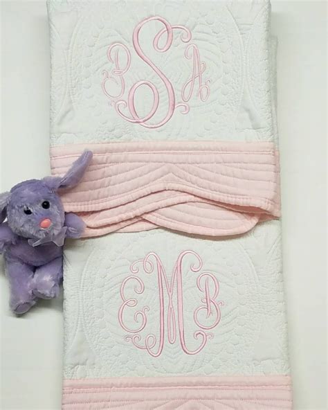 Monogrammed Baby Blankets Girls And Boys Quilted Baby Blanket Etsy