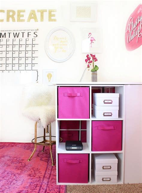 Mallorys Girly Pink Office Makeover Storage Cube Ideas I Am Love