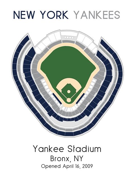 New York Yankees Yankee Stadium Mlb Stadium Map Ballpark Etsy