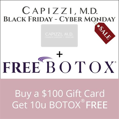 Compare botox prices, print discount coupons, find manufacturer promotions and details on available patient assistance programs. Gift Card + Free BOTOX® Special | Capizzi MD