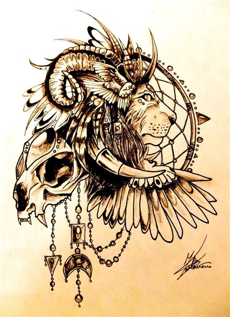 Lion Spirit By Martacmtattoos Native American Clothing Dreamcatcher