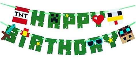 Pixel Party Banner Minecraft Inspired Happy Birthday Party Supplies