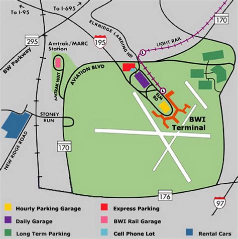 Airport Parking Map Bwi Airport Parking Map