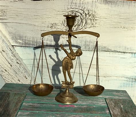 Scales Of Justice Vintage Brass Justice Scale Candle Holder Etsy