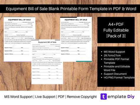 Free Equipment Bill Of Sale Form Pdf Word Eforms Free General