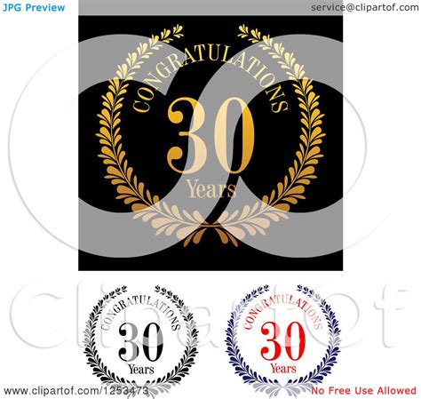Clipart Of Congratulations 30 Year Anniversary Designs Royalty Free