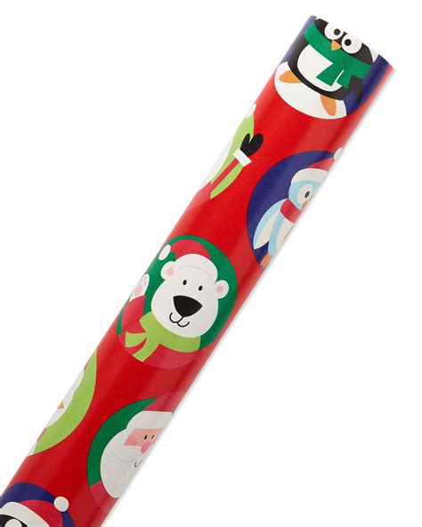 christmas reversible wrapping paper santa with characters and snowflakes mega roll 30” 175