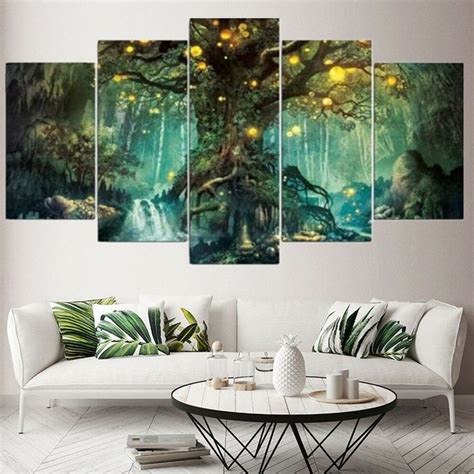 5 Panel Tree Of Life Wall Art Hanging Decor Canvas Print Large Painting