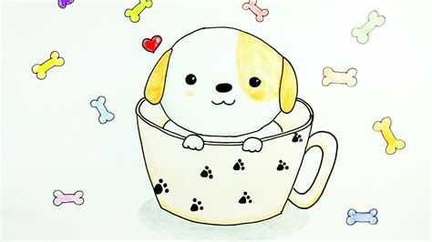 How To Draw Puppy Cute Puppy In A Cup Easy Drawing