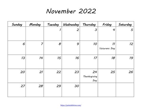 November 2022 Printable Calendar Images