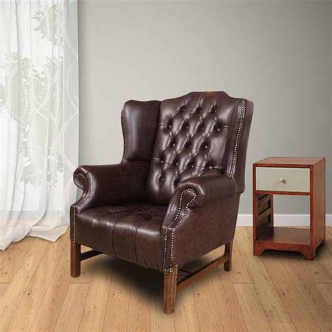 At oak furnitureland, each leather armchair we produce is made using the very best materials. Brown Chesterfield Hamilton High Back Wing chair ...