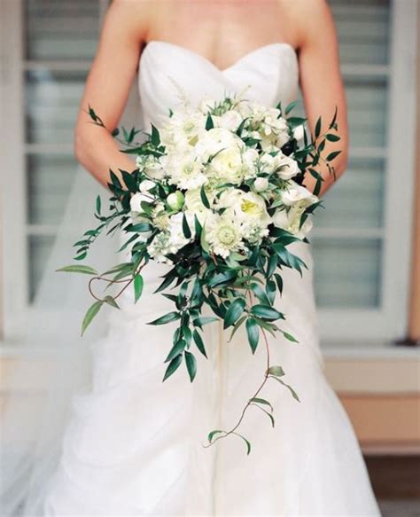 Picture Of A Cascading White Wedding Bouquet With Plenty