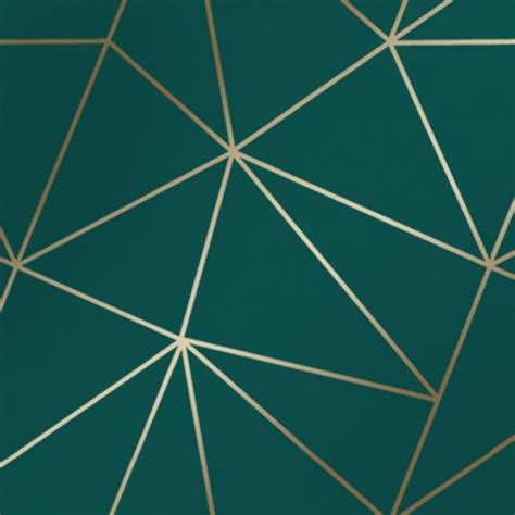 Zara Shimmer Metallic Geometric Wallpaper Emerald Gold I
