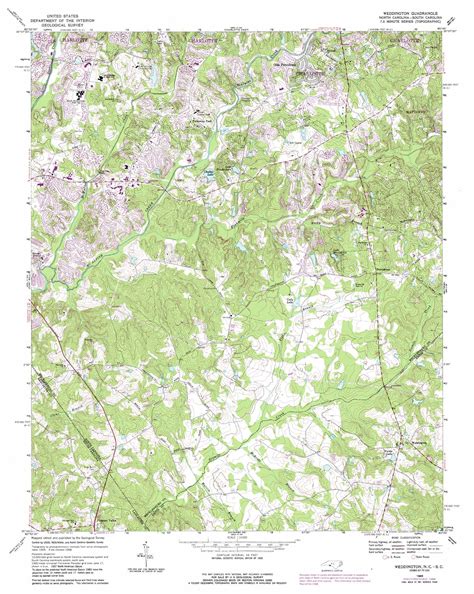 Weddington topographic map, NC, SC - USGS Topo Quad 35080a7