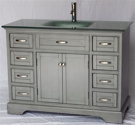 Vintage bathroom vanity sink cabinets. 46 inch Bathroom Vanity Shaker Doors Style Gray Color with ...