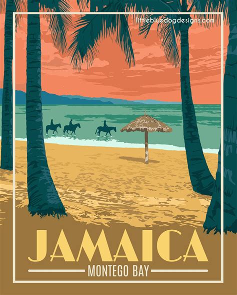 Montego Bay Jamaica - Vintage Travel Poster | Travel posters, Vintage