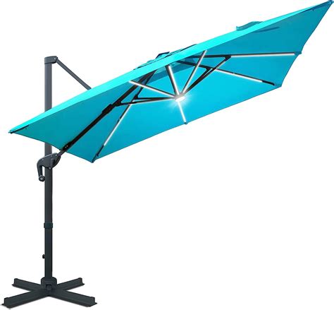 Sunnyglade 10x10ft Solar Powered LED Cantilever Patio Umbrella Square