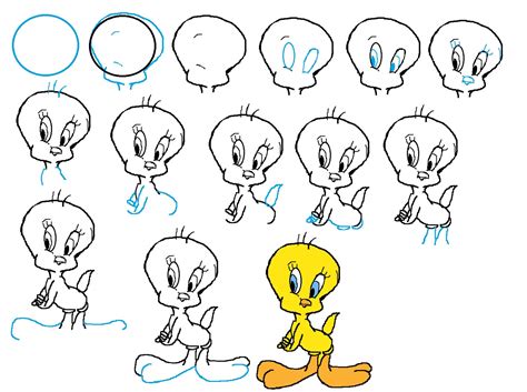 Image For Easy Anime Tweety How To Draw Cartoon Characters Step By Step