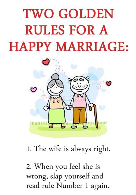 Two Golden Rules For A Happy Marriage The Wife Is Always Right