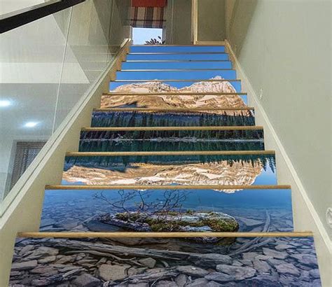 3d Mountain Forest Lake 862 Stair Risers Aj Wallpaper