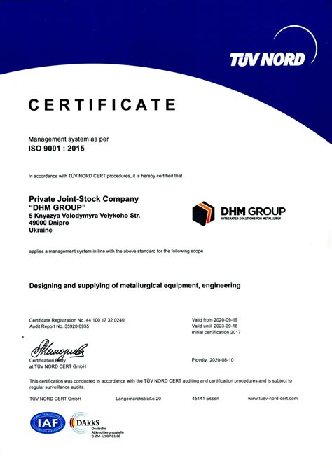 Iso 9001 2015 — Reliable Quality Management Dhm Group